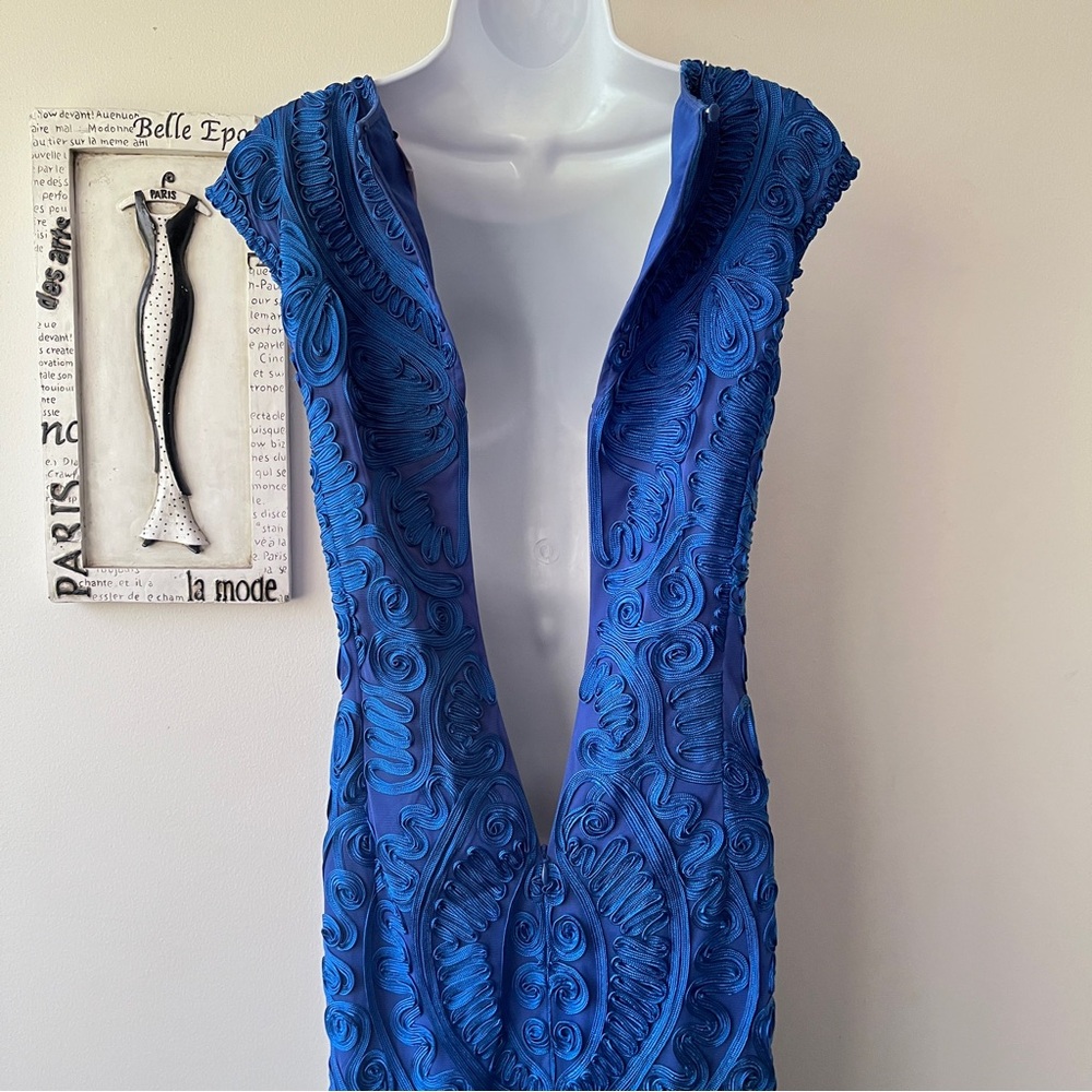 JS Collections Soutache Cobalt Blue Midi Wedding Guest Dress Size 14 - Picture 8 of 12